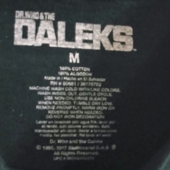 Dr. Who & The Daleks Short Sleeve Tee Shirt Black Size M - Picture 3 of 5